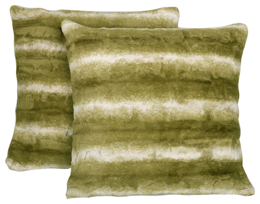 Brushed Stripe Faux Fur Pillow Shell Set