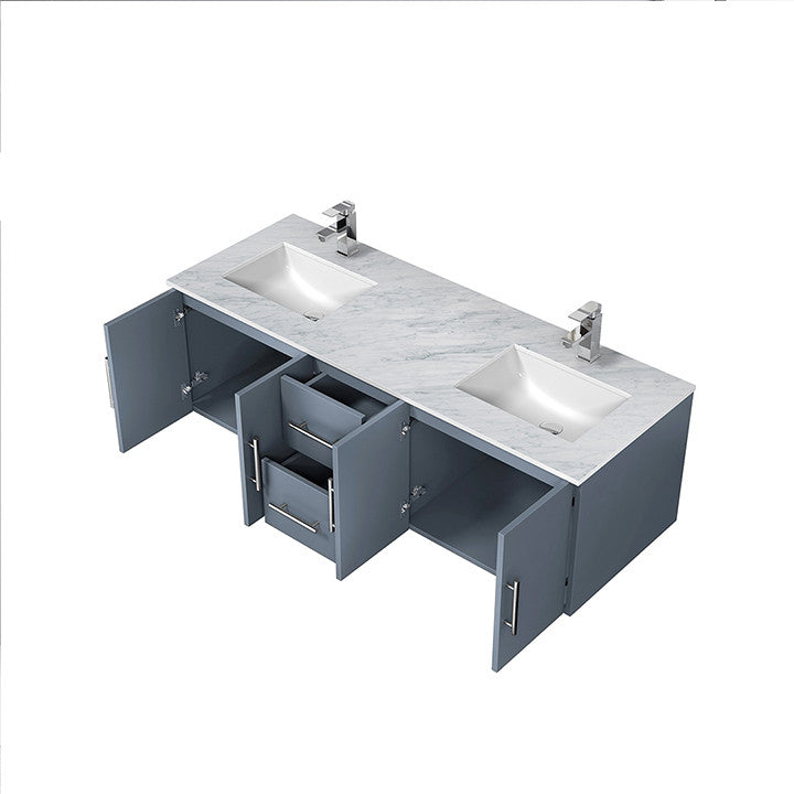 Geneva Transitional Dark Grey 60" Double Vanity with 60" Led Mirror, no Top