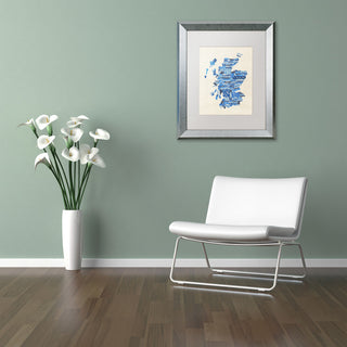Michael Tompsett 'Scotland Typography Text Map 2' Mat Framed Art, White, 20"x16"