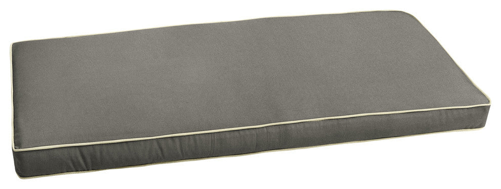 Sunbrella Charcoal Gray With Ivory Outdoor Bench Cushion 55-60", Corded