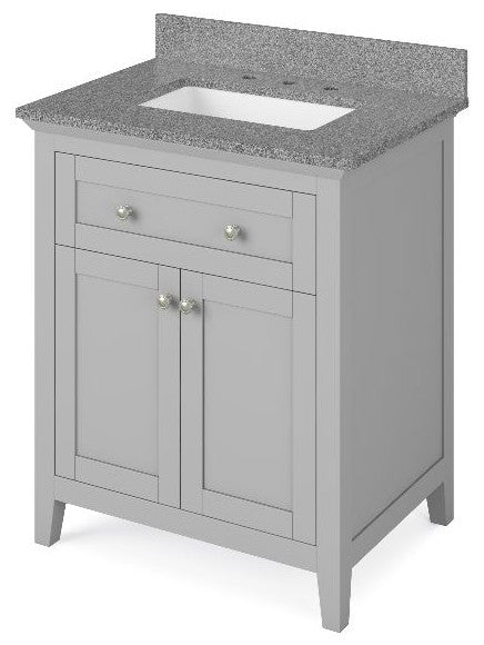Chatham Traditional 30" Grey Single Sink Vanity, Steel Grey Cultured Marble Vani