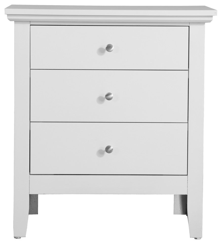 Whitley 3-Drawer Nightstand, White