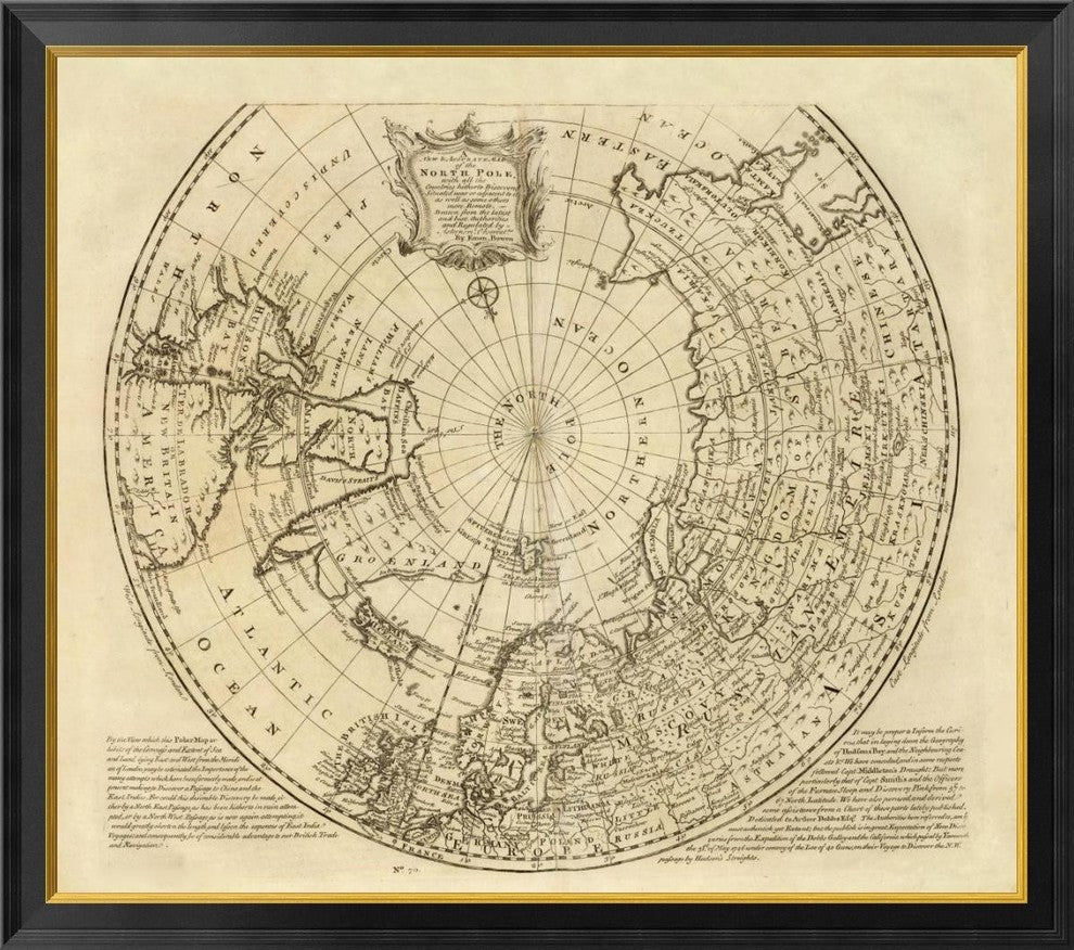 "North Pole, 1747" Framed Canvas Giclee by Emanuel Bowen, 40x36"