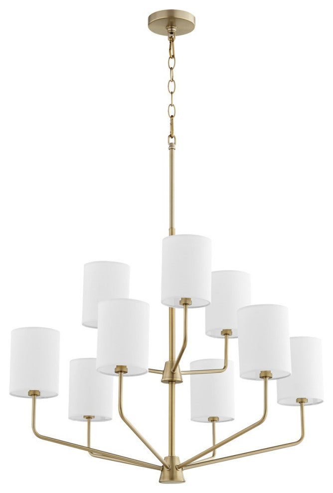 Quorum Harmony 9-Light Chandelier 657-9-80, Aged Brass