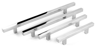 Celeste Pi Square Bar Pull Cabinet Handle Polished Chrome Stainless, 3.75"x6"