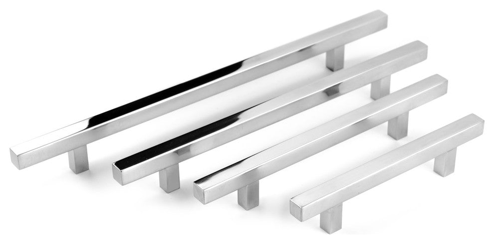 Celeste Pi Square Bar Pull Cabinet Handle Polished Chrome Stainless, 3.75"x6"