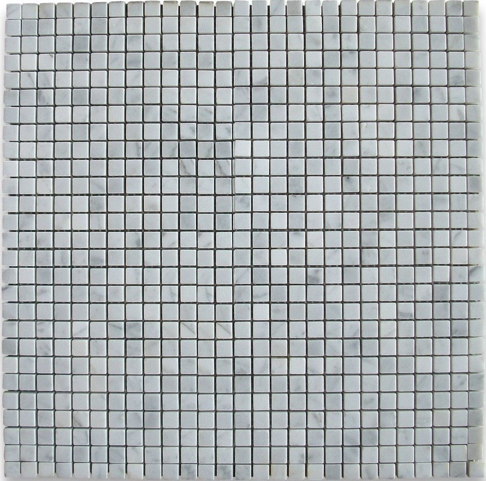 Carrara Meshed Polished Mosaic Tile, 12"x12", Set of 30