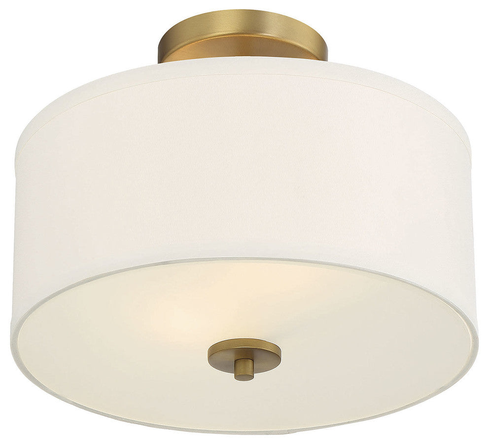 2-Light Semi-Flush Mount, Natural Brass