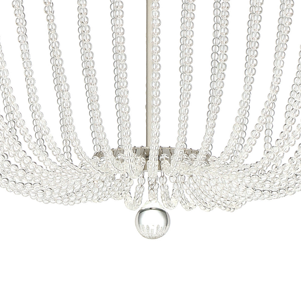 6-Light Unique Empire Chandelier With Beaded Accents, Antique Silver