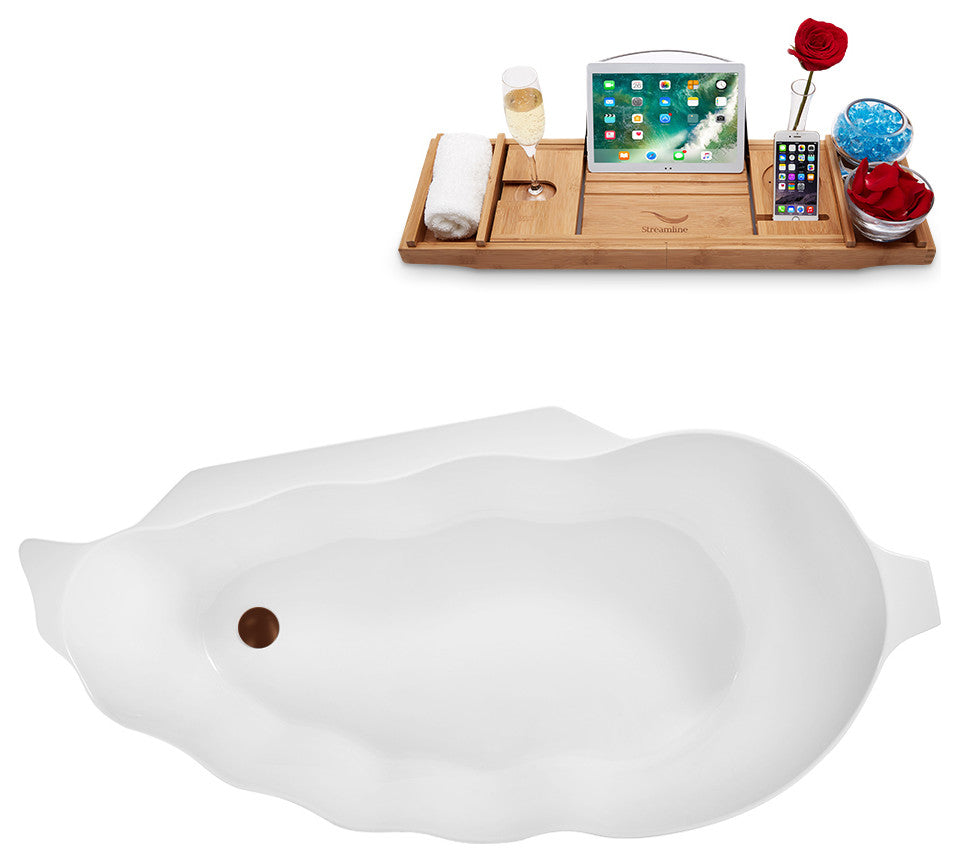 59" Streamline Freestanding Tub and Tray With Internal Drain