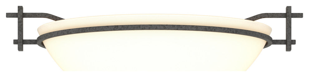 Moonband Semi-Flush, Natural Iron Finish, Opal Glass