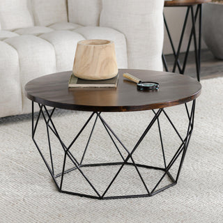 Chester Round Coffee Table by Kosas Home, Dark Brown