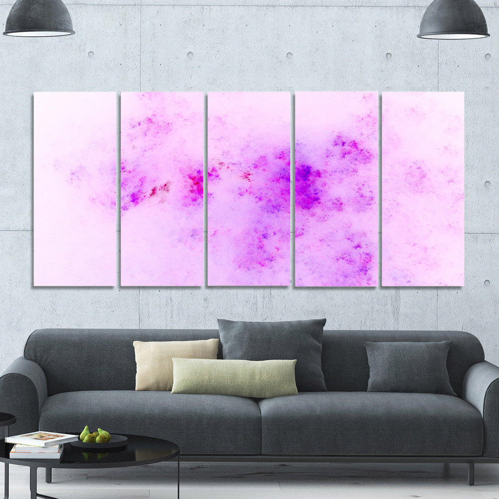 Blur Light Pink Sky with Stars, Abstract Canvas Art Print, 60"x28", 5 Panels