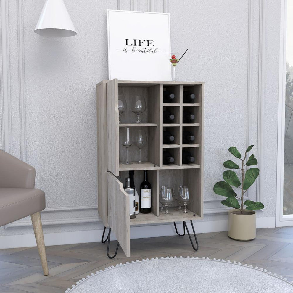 DEPOT E-SHOP Zamna L Bar Single Door Cabinet, Eight Wine Cubbies