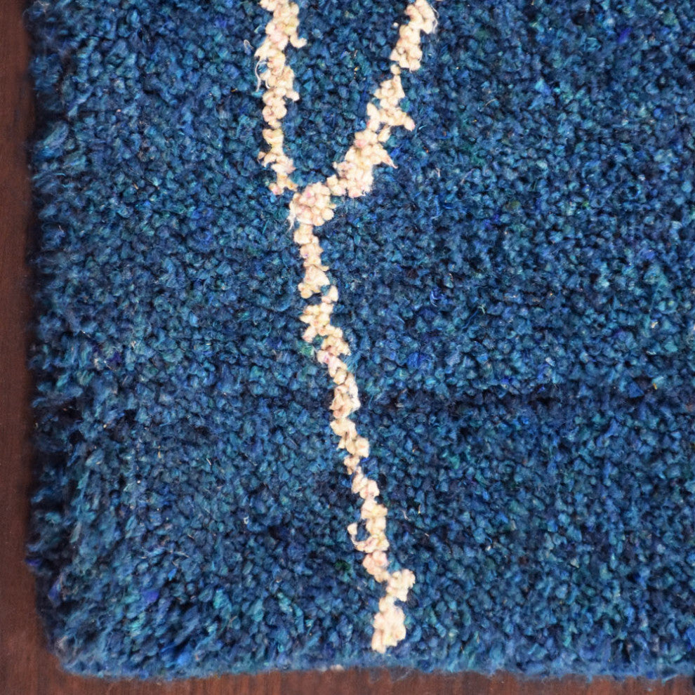 HAND KNOTTED LOOM SILK ECO-FRIENDLY RUGS-5'x8',Rectangle,Blue White,Contemporary