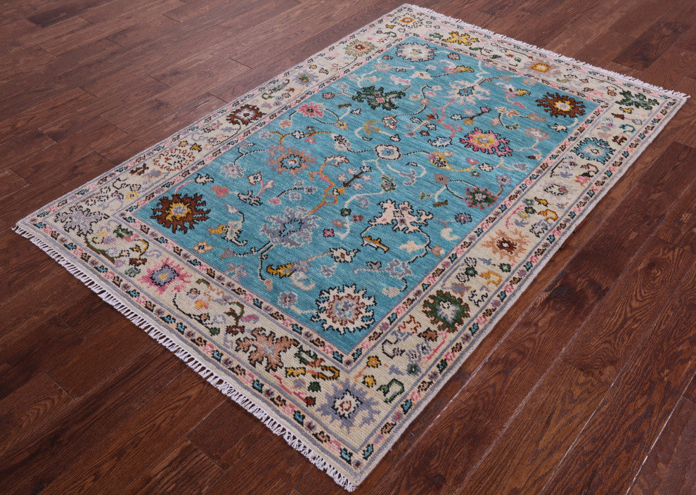 Turkish Oushak Hand-Knotted Wool Rug 4' 1" X 6' 1" - Q15890