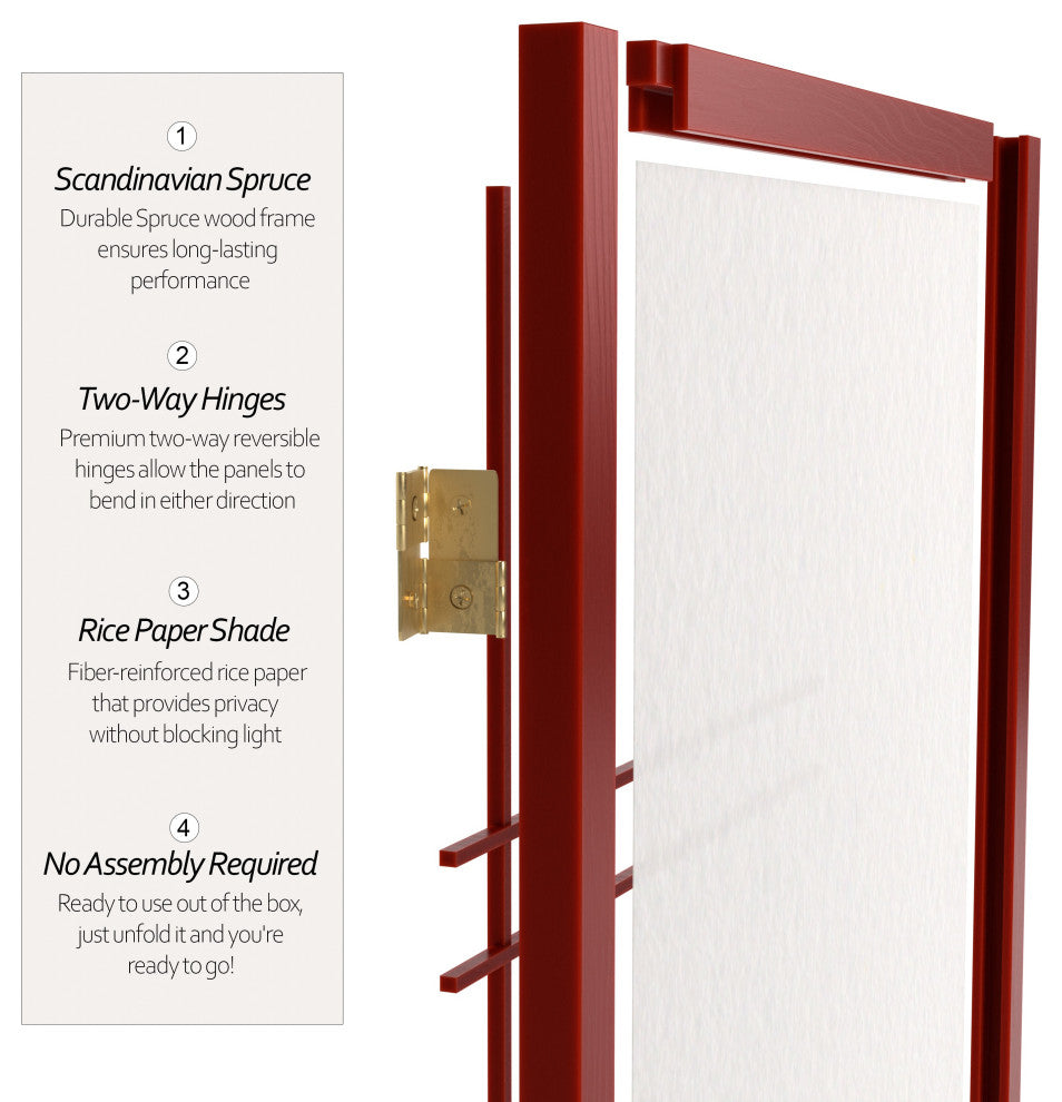 7'' Tall Double Cross Shoji Screen, Rosewood, 4 Panels