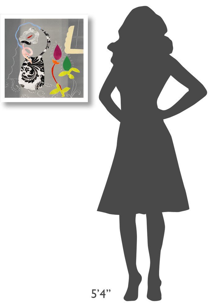 "Still Life with Damask Vase" Digital Paper Print by Joan Elan Davis, 20"x20"