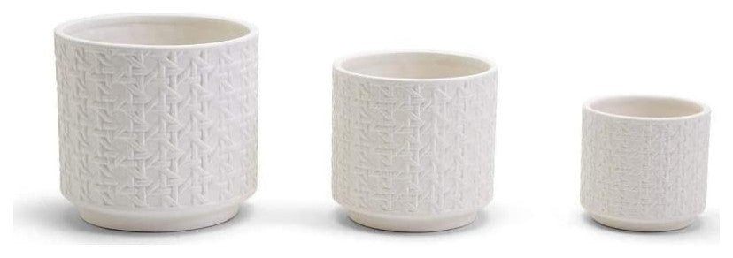 Two's Company Embossed Cane Webbing Pattern Planter, Set of 3
