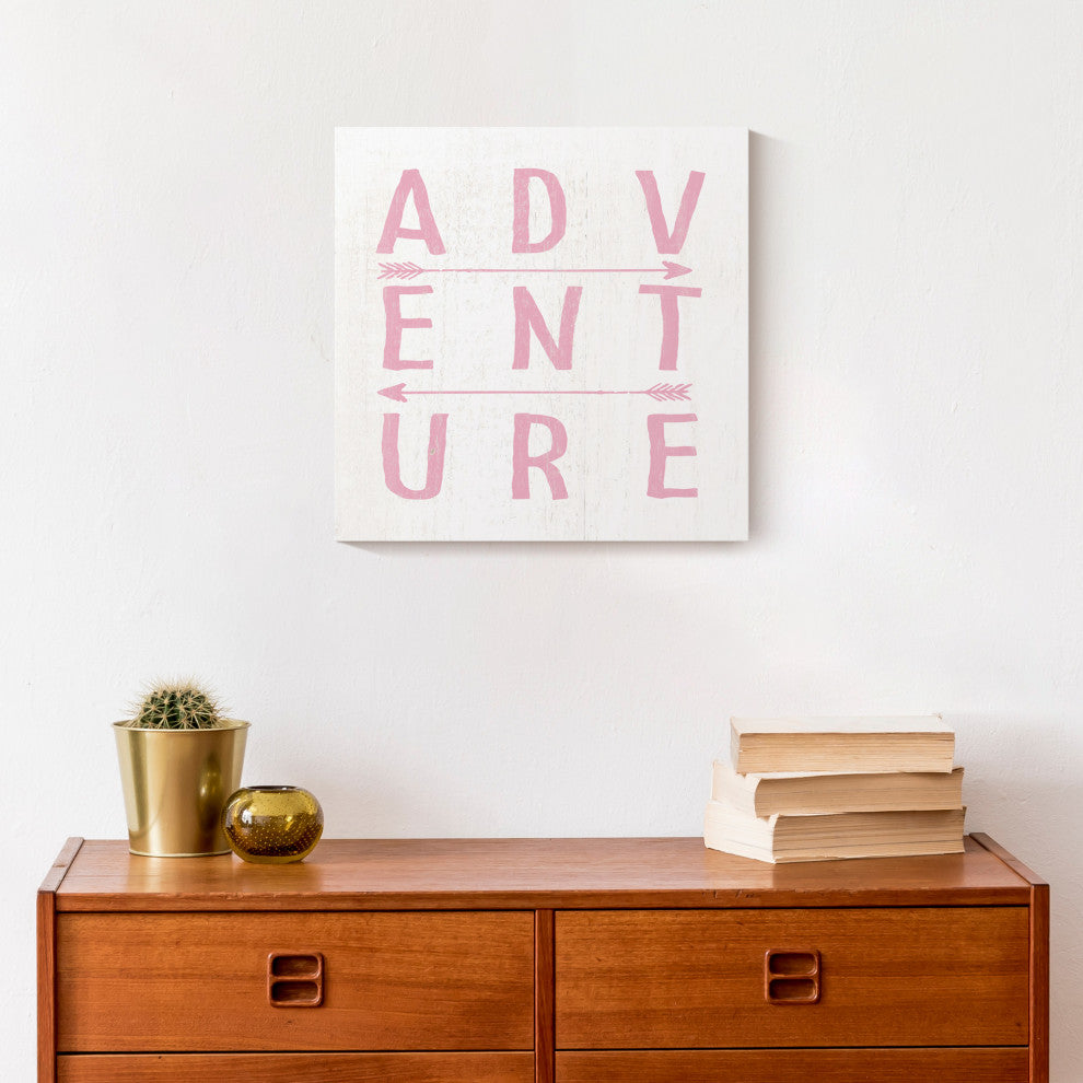 Adventure Arrows Pink 12x12 Canvas Wall Art