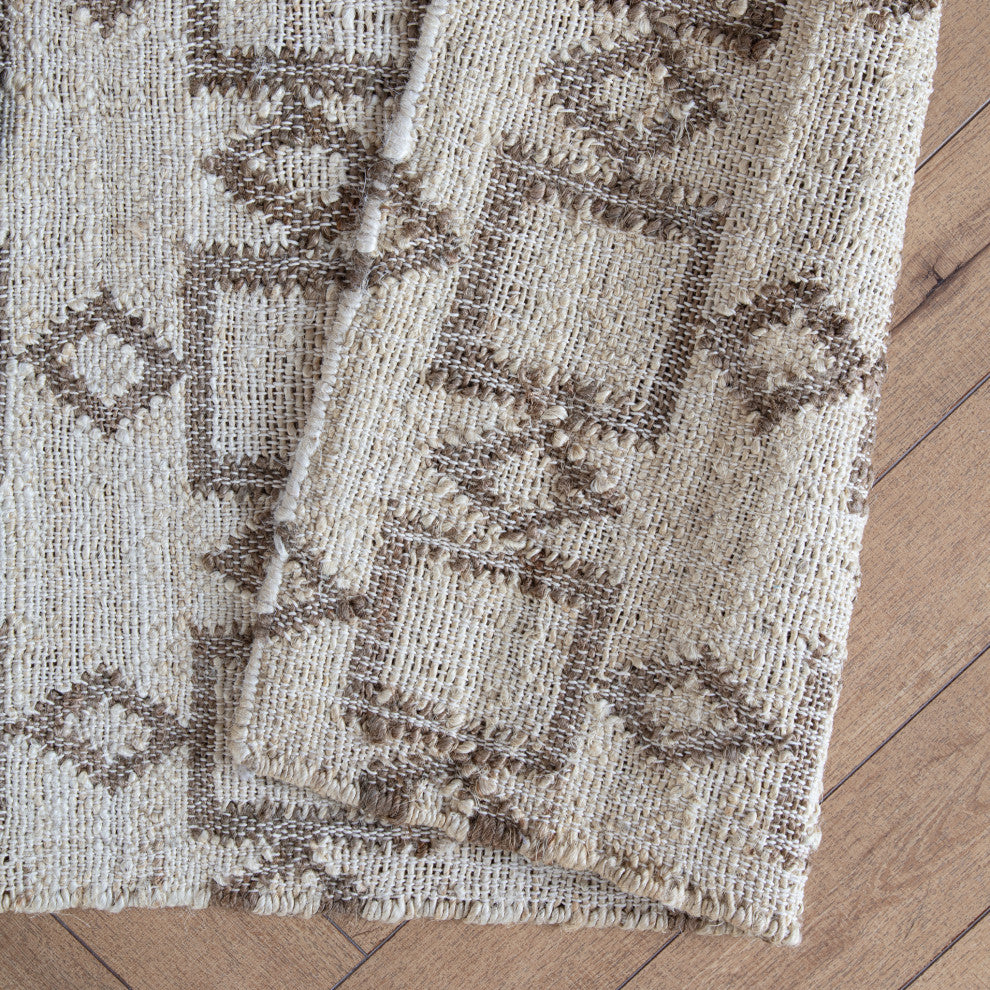 5' x 8' Colmar Ivory and Brown Ogee Flatweave Area Rug