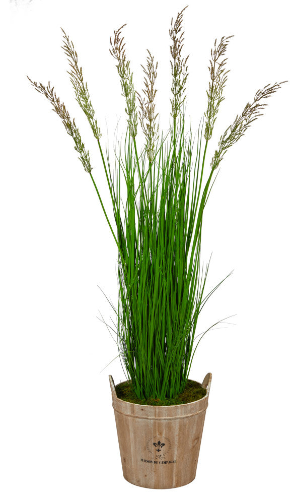 64" Wheat Grass Artificial Plant, Farmhouse Planter