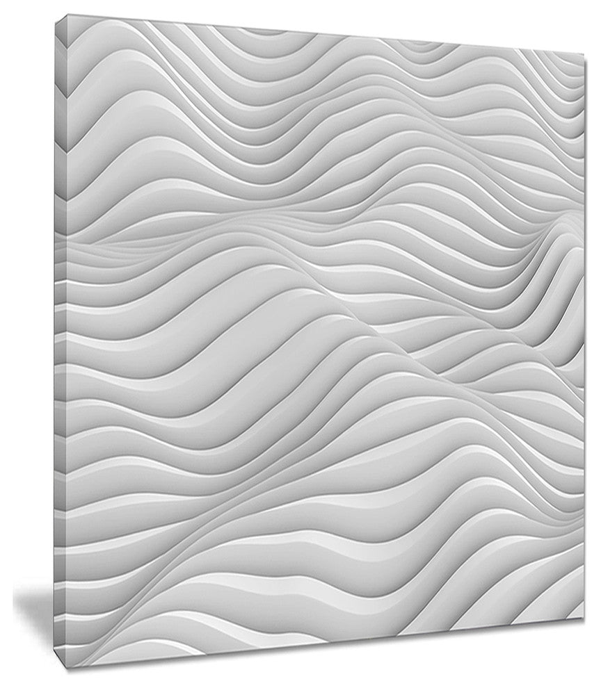 "Fractal Rippled White Waves" Abstract Art Canvas Print, 12"x20"