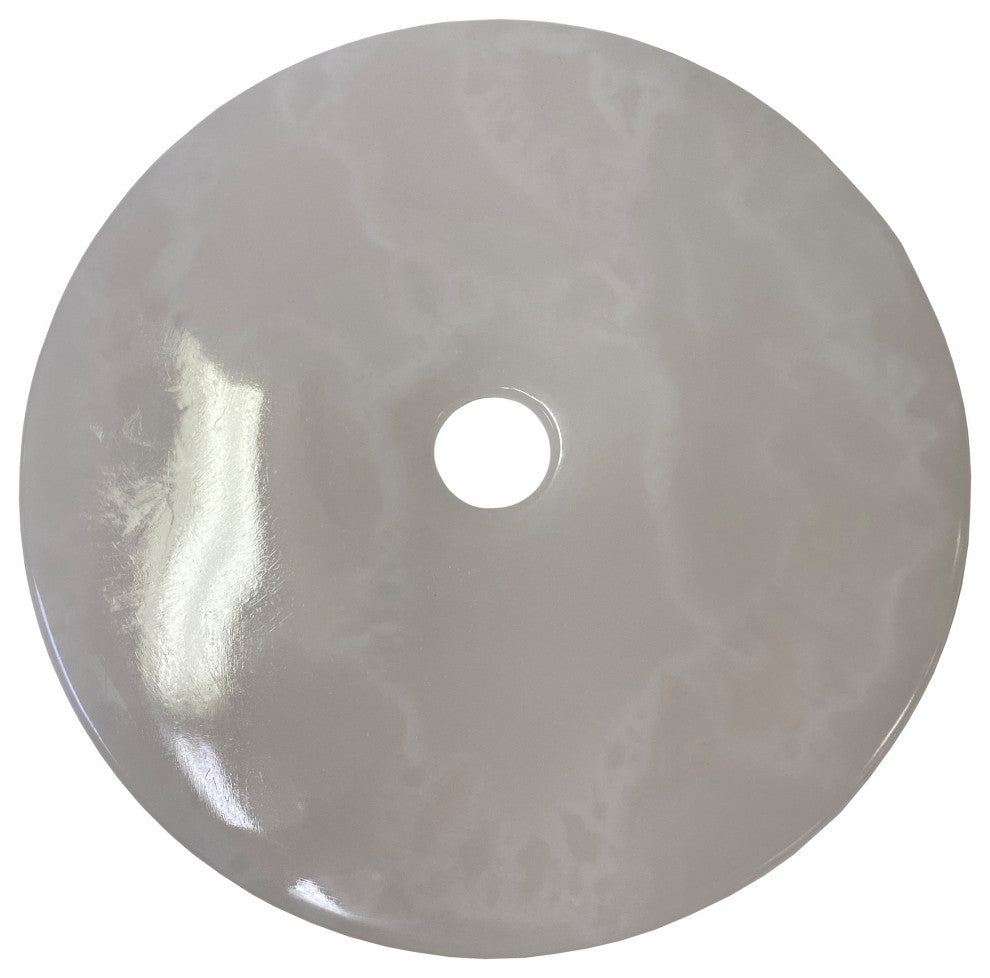 Chinese Natural Stone Round White Fengshui Plaque Display Hws1839