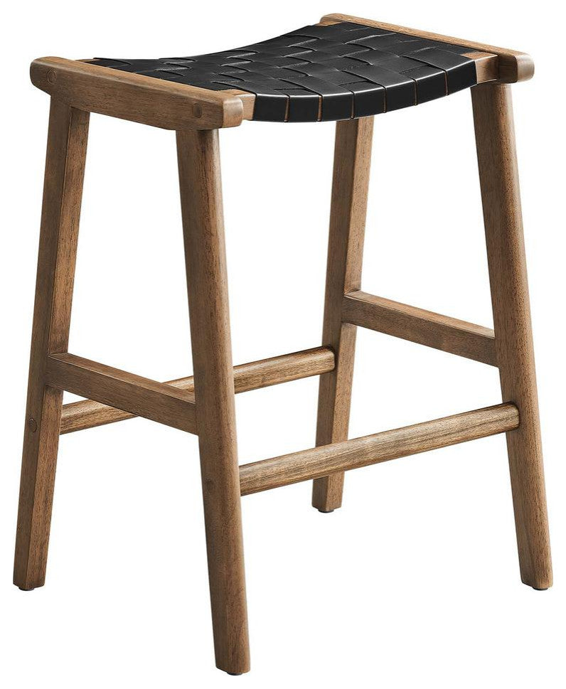 Saoirse Faux Leather Wood Counter Stool - Set of 2