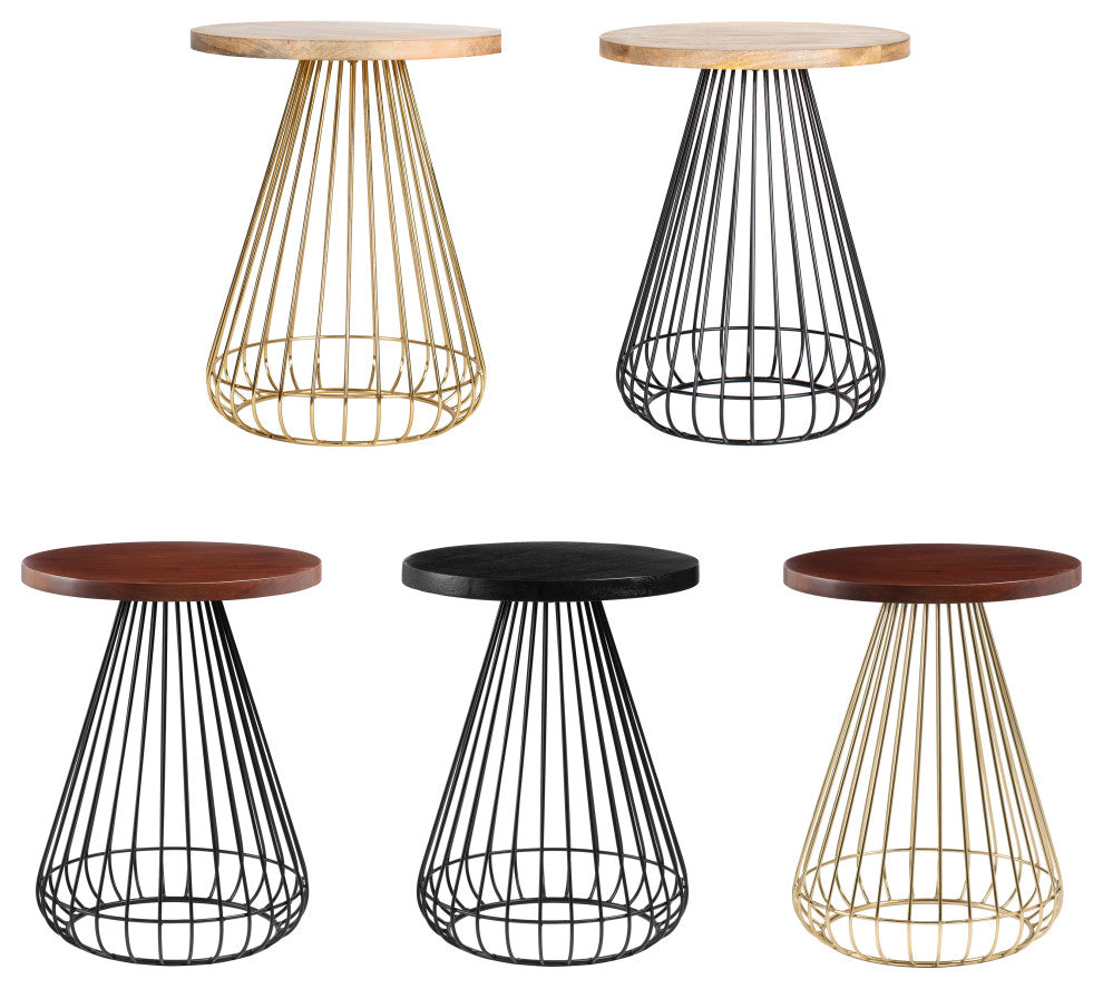 Melody Designer Cage Table, Walnut, Gold