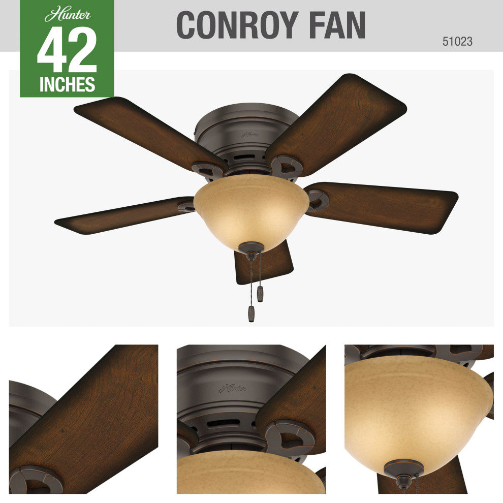 Hunter Fan Company 42" Conroy Onyx Bengal Ceiling Fan With Light