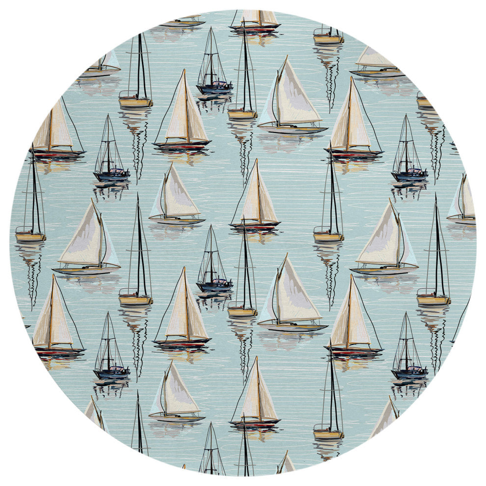 Indoor/Outdoor Harbor HA8 Sky Machine Washable 8' x 8' Round Rug