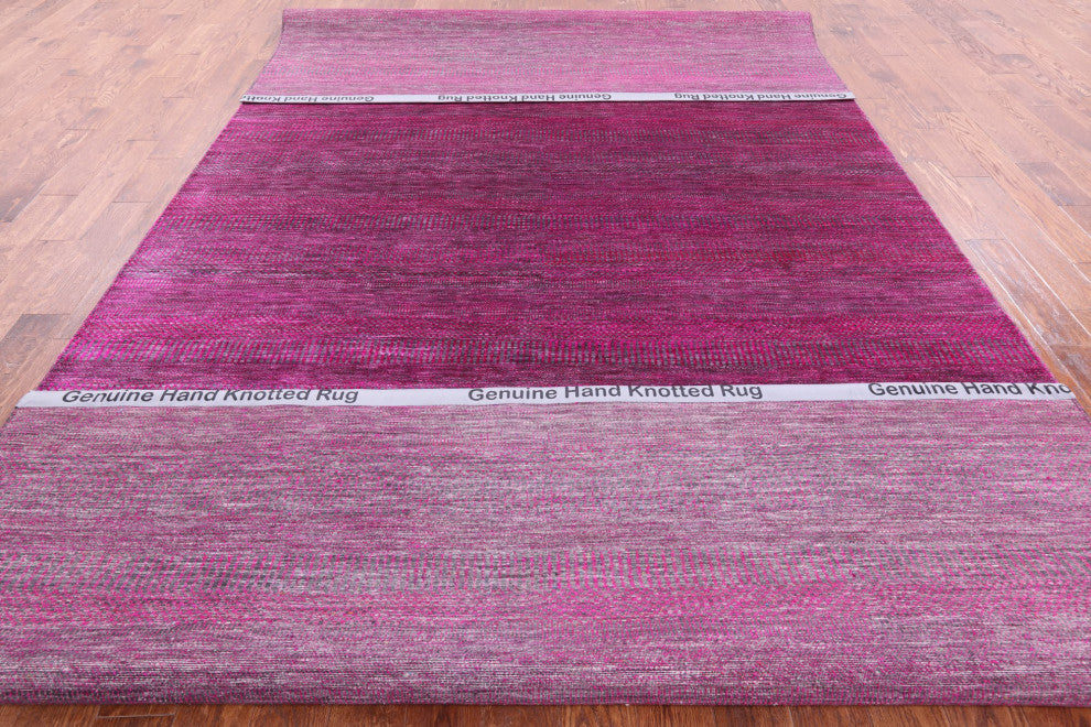 Super Savannah Gabbeh Hand Knotted Wool and Silk Rug 8' 0" X 15' 8"- Q6131