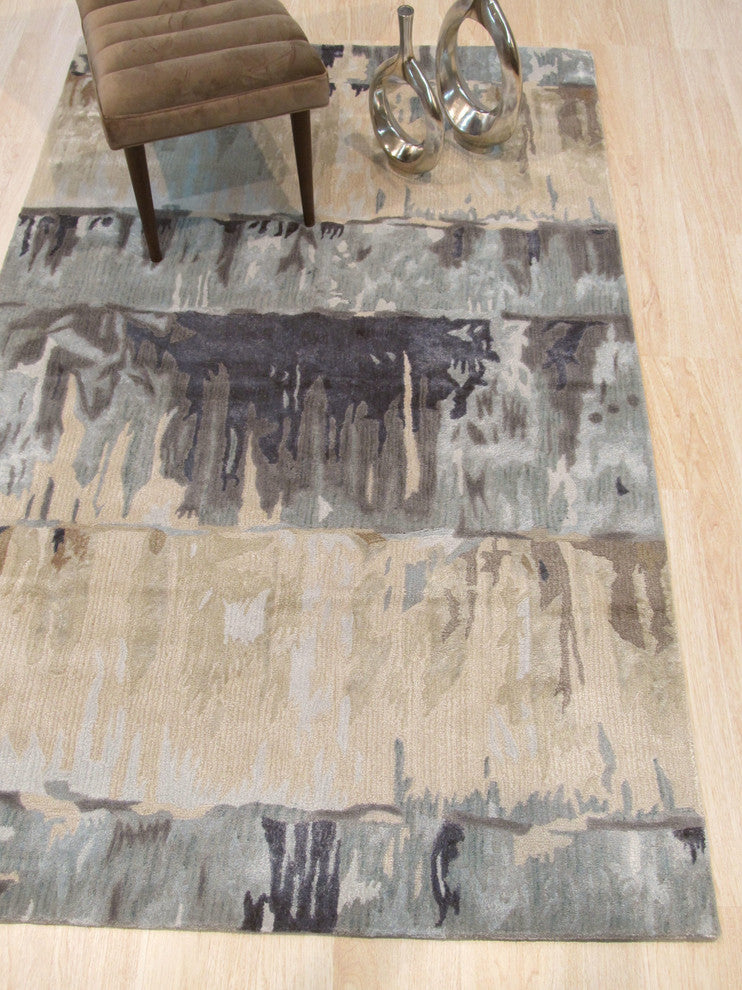 EORC Hand-tufted Green Contemporary Abstract Palermo Rug, Rectangular 5'x8'