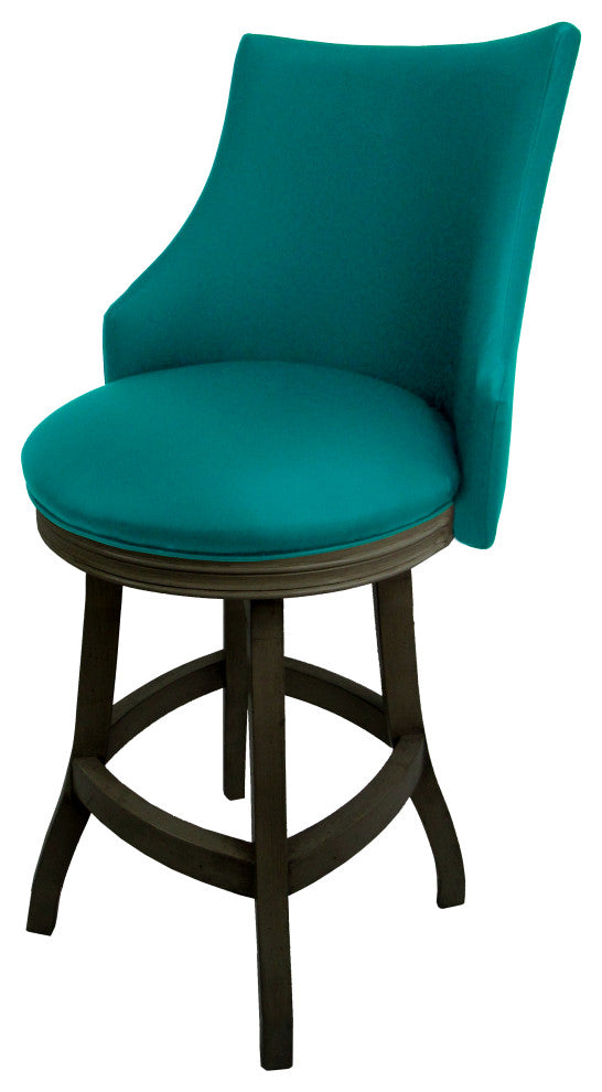 Swivel Wood Counter Bar Stool 26", Bellissima, Teal - Dark Shadow