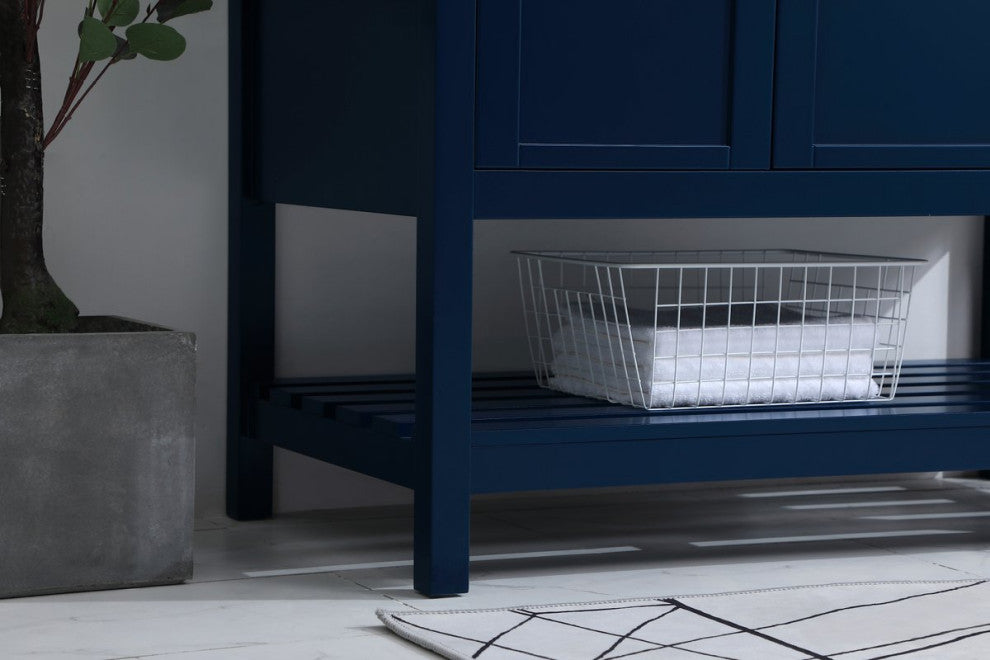 Tobias 42" Single Bathroom Vanity, Blue With Backsplash