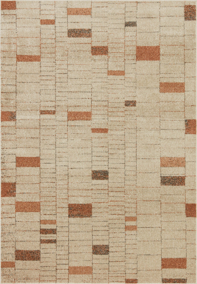 Loloi II Bowery BOW-02 Tangerine, Taupe Sample Swatch