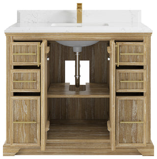 Alys Teak 42 Single Sink Bathroom Vanity Whitewashed 1.5" Empira Quartz