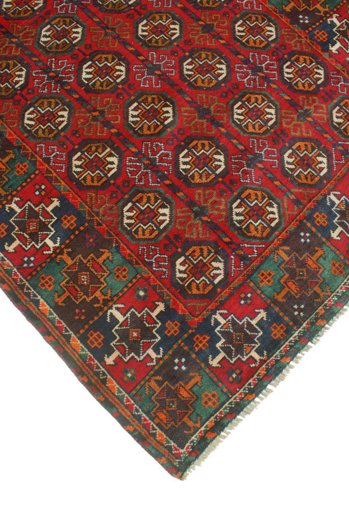 Vintage Distressed Maxwell Red/Green Rug, 3'8x6'7