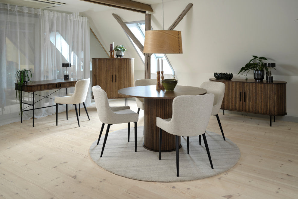 Mid-Century Modern Pedestal Dining Table, Smoked Oak, Round
