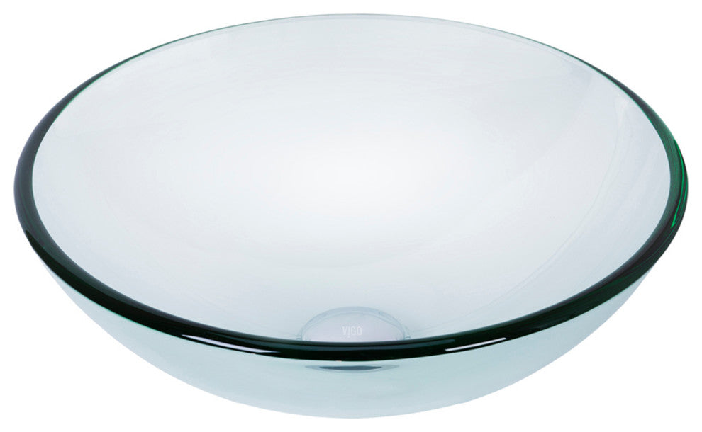 VIGO Giovanni 17"L x 17"W x 6"H Glass Round Vessel Bathroom Sink in Iridescent