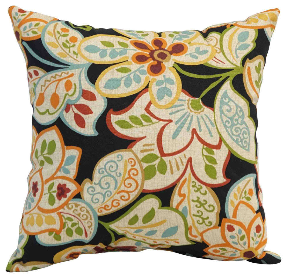 17" Square Polyester Outdoor Throw Pillows, Set of 4, Mcdorothee Ebony