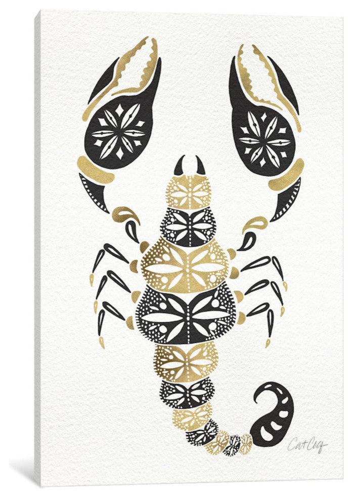 "Gold Balck Scorpion Artprint" by Cat Coquillette, 40x26x1.5