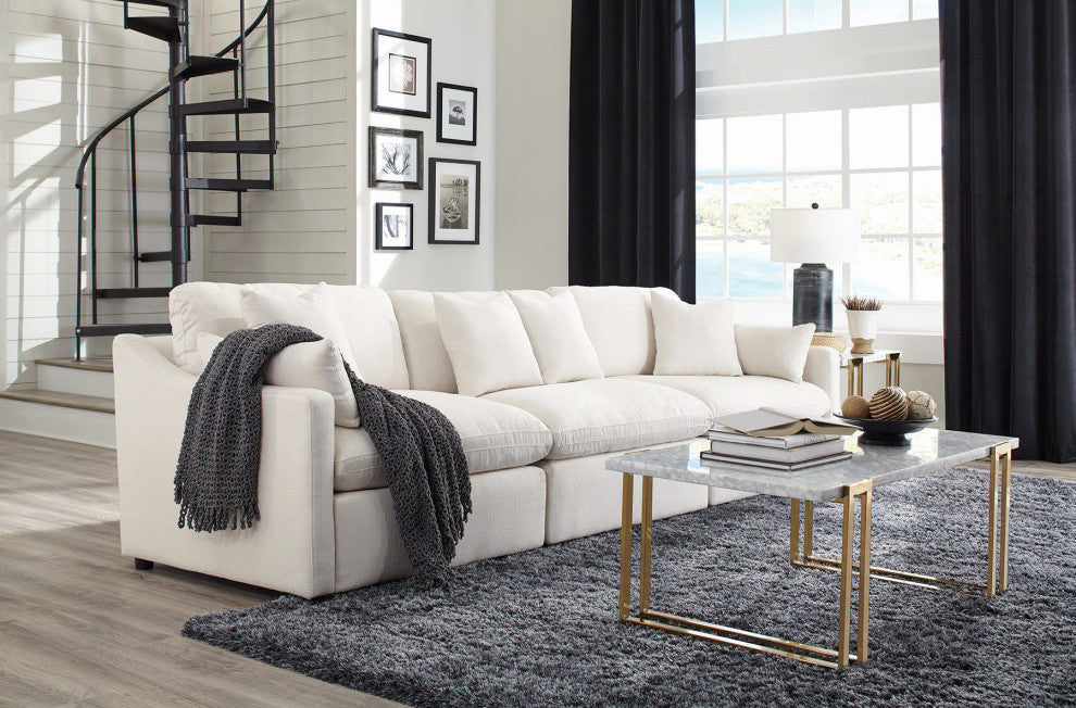 Linen-Like Fabric Cushion Back Corner, Off-White Finish
