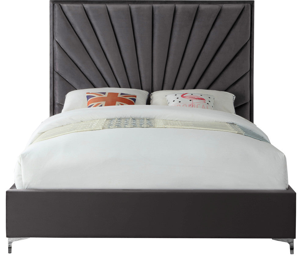 Eclipse Velvet Bed, Gray, King