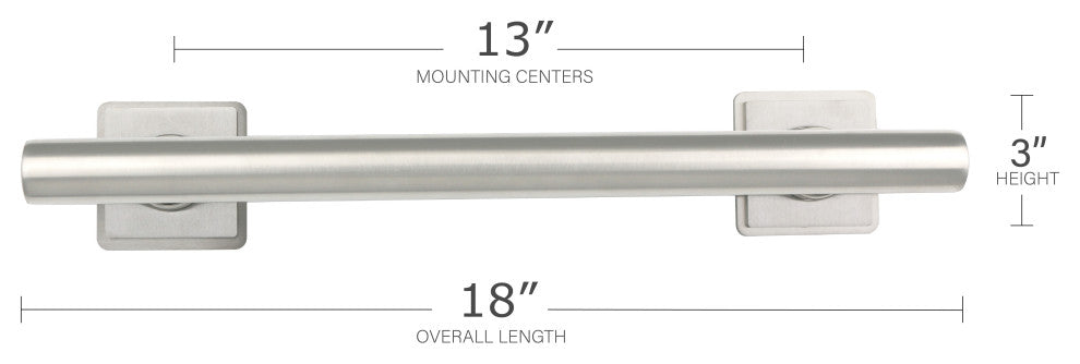 Coronado Designer Straight Bathroom Shower Grab Bar, Satin, 18"