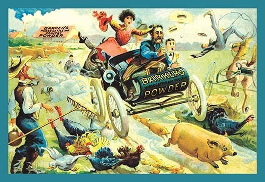 Runaway Car on the Farm- Fine Art Giclee Print 24" x 36"