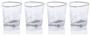 Kampari Triangular Double Old Fashioned Glasses with Platinum Rim, Set of 4