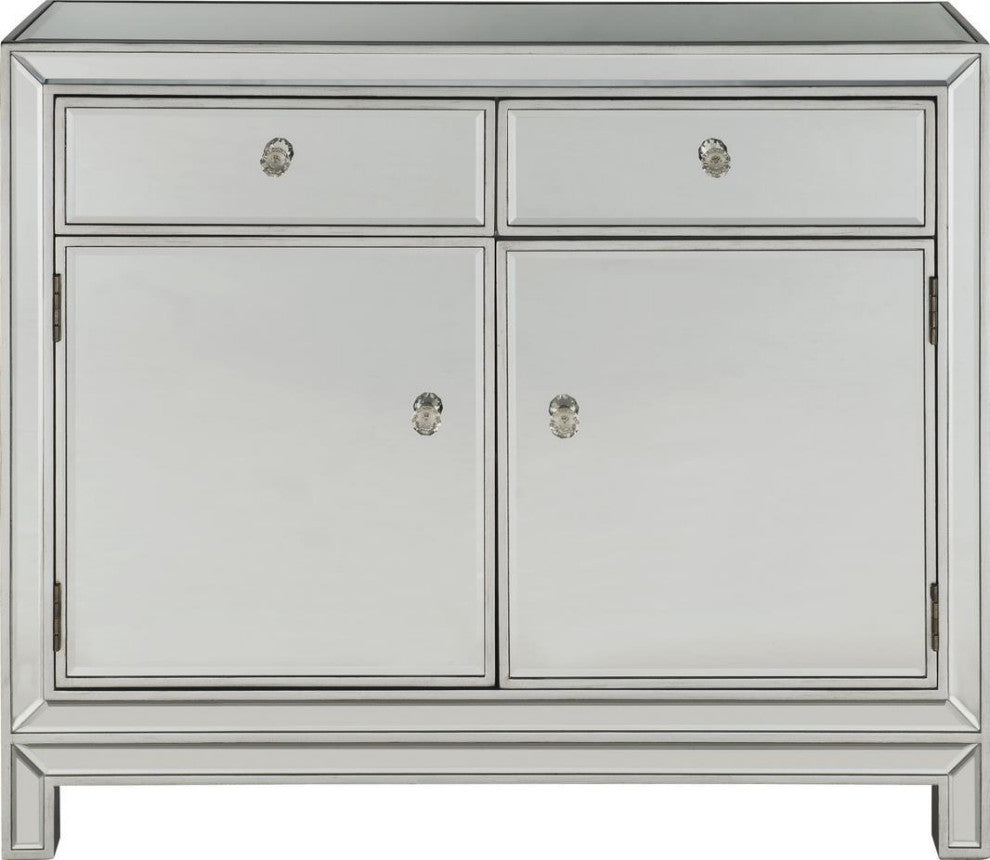 Sleek Silver 2-Drawer Modern Nightstand