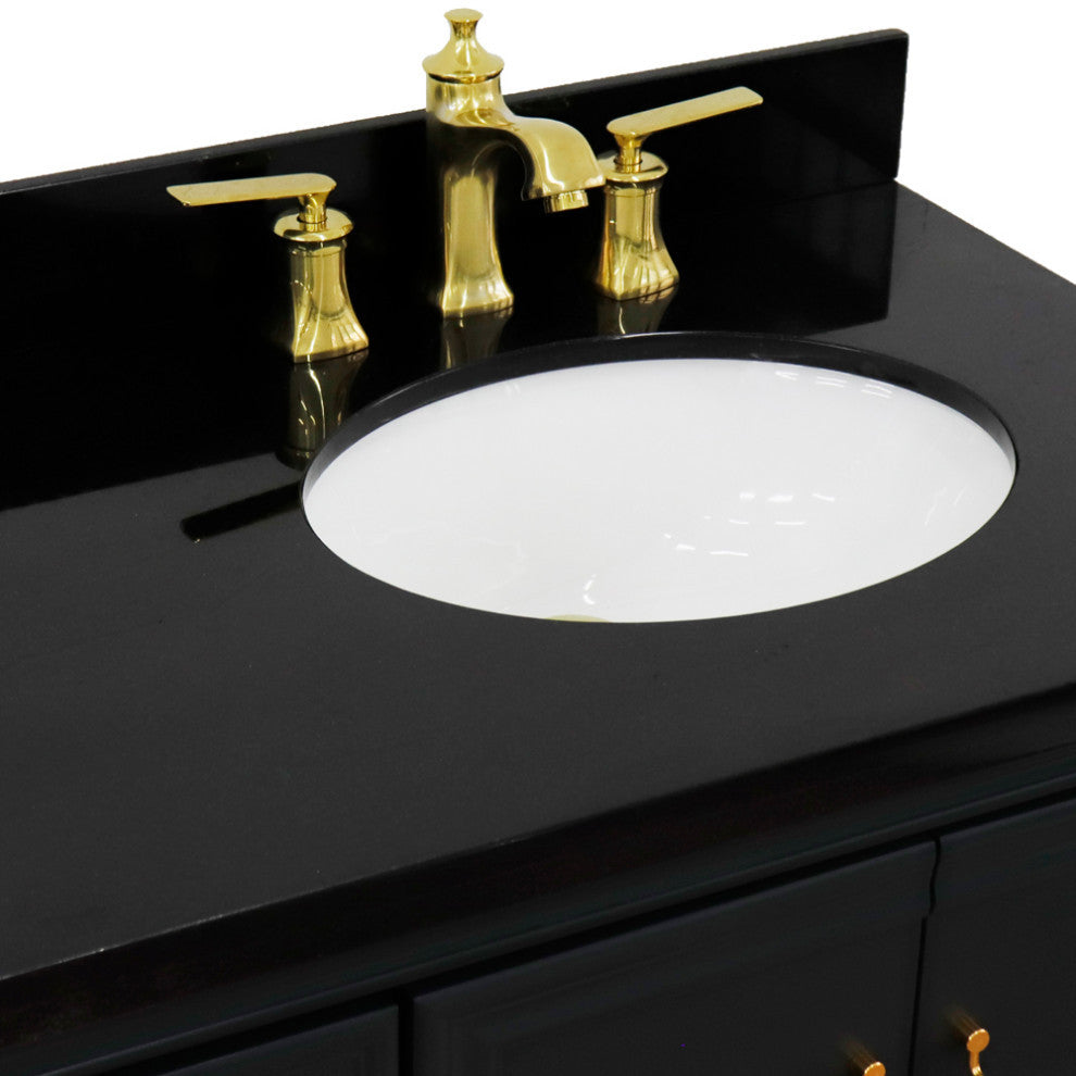 37" Single Vanity, Dark Gray Finish With Black Galaxy